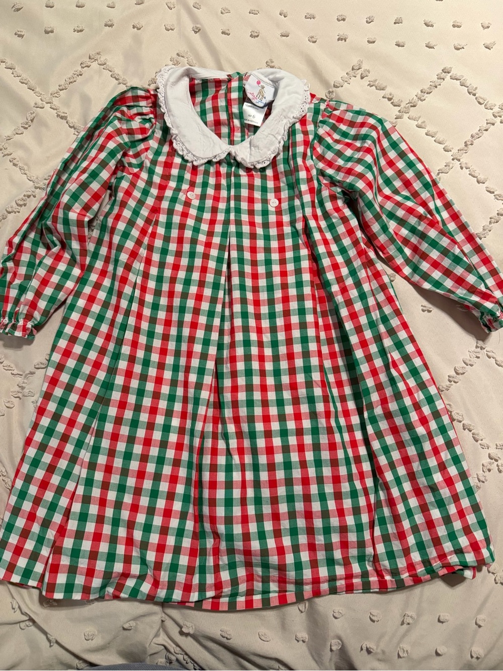 Eliza James, Green & White Gingham Dress with Peter Pan Collar
